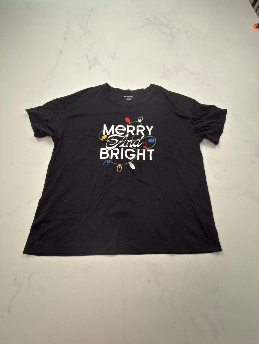 Old Navy Merry And Bright Graphic Tee Black 2010s Classic - Women M